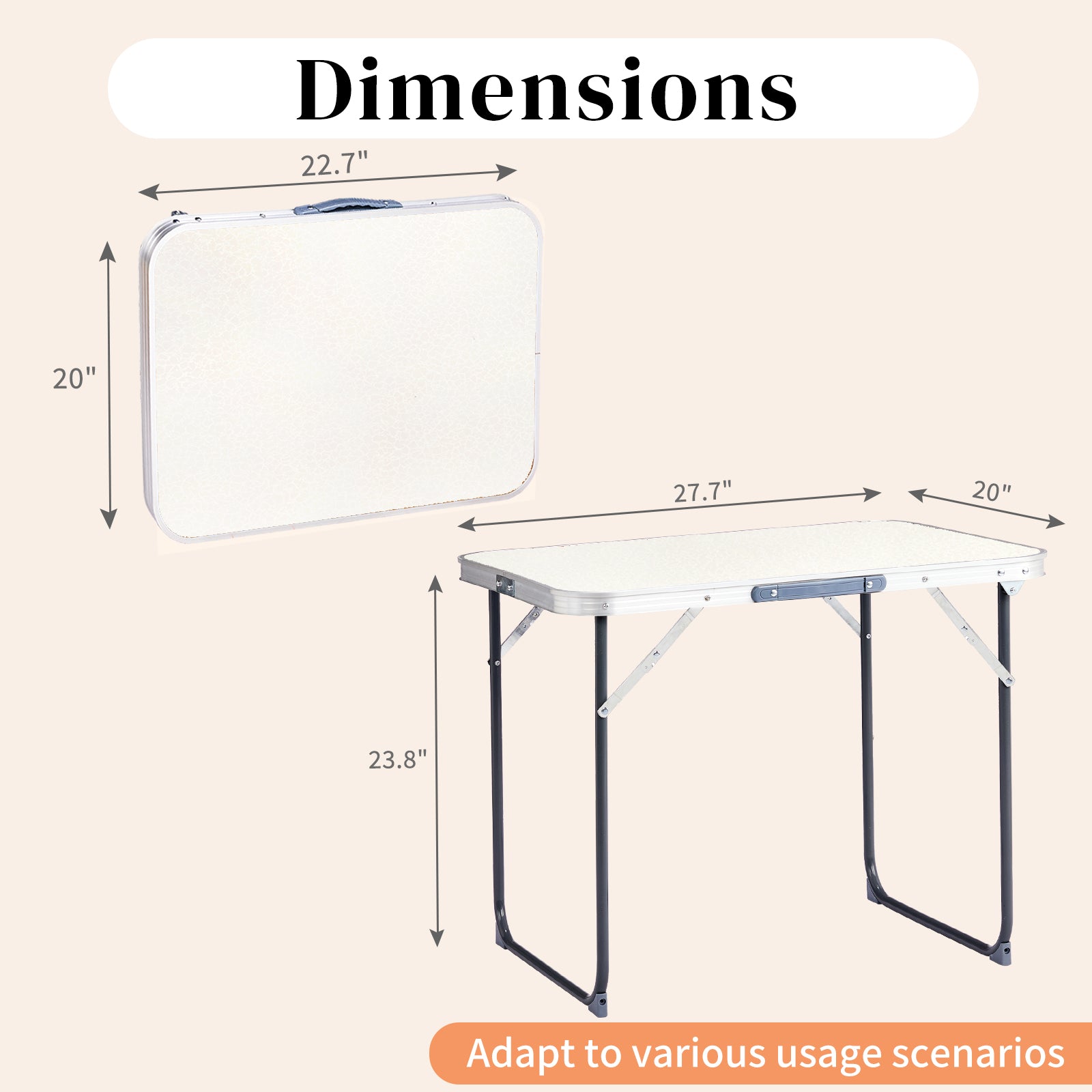 HAOYYE Aluminum Camping Folding Table Lightweight Portable Picnic Table with Carrying Handle Waterproof Scratch Resistant Surface for Outdoor Camping Hiking BBQ Patio Travel Use
