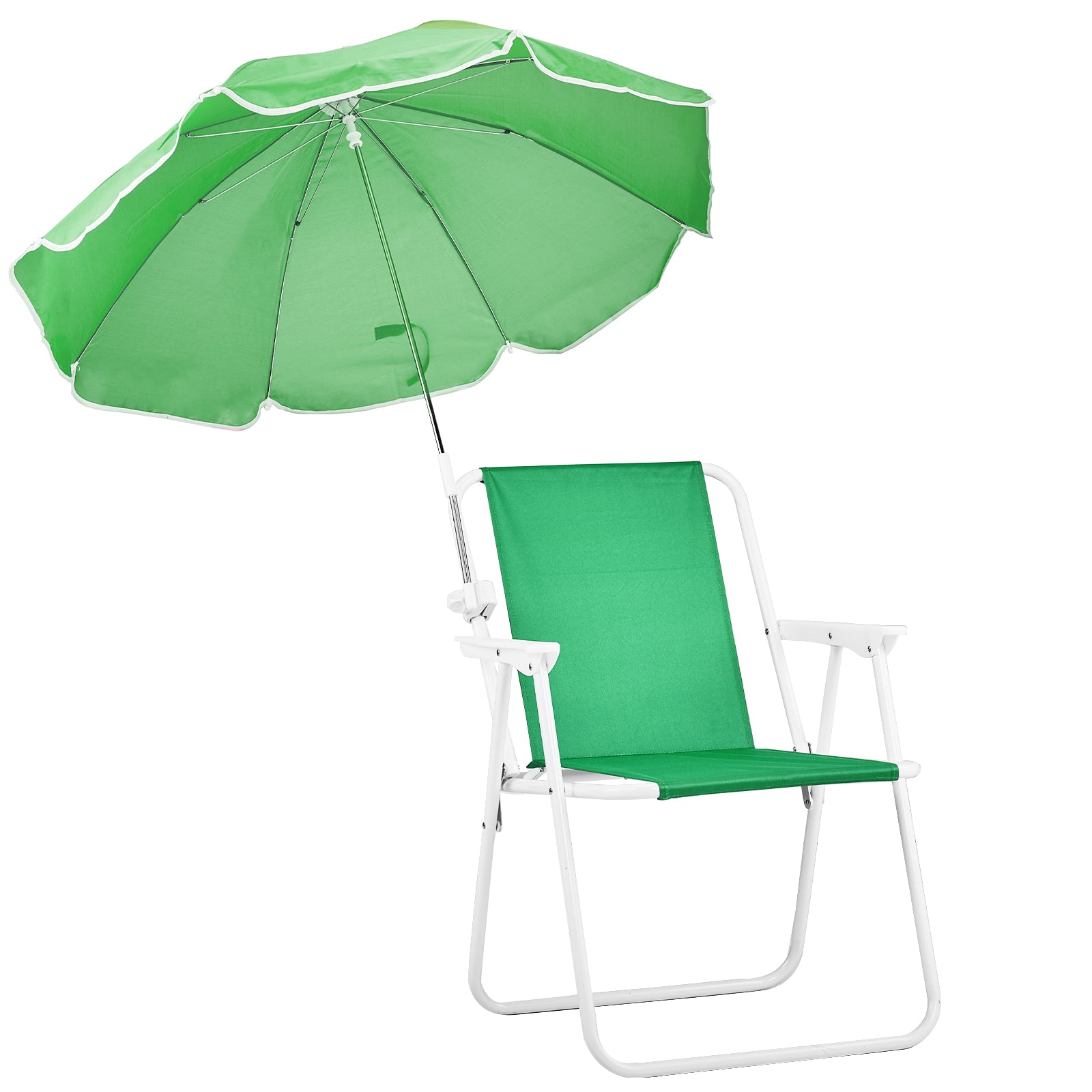 HAOYYE Folding Beach Chair with Umbrella for Adults, Lightweight Portable Camping Chair with Cup Holder and Carry Bag, 265lbs Capacity for Travel, Picnic, Poolside, Patio, Fishing, Concert, Hiking, Outdoor Events and Backyard Relaxation, Green