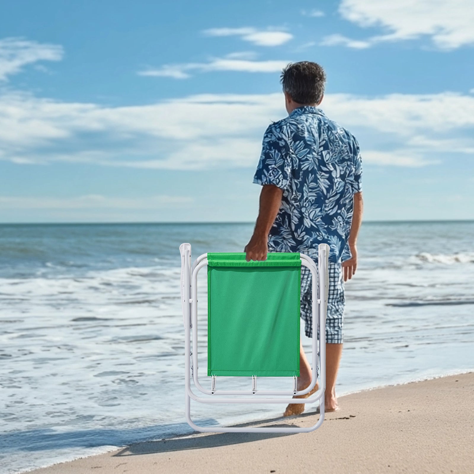 HAOYYE Folding Beach Chair with Umbrella for Adults, Lightweight Portable Camping Chair with Cup Holder and Carry Bag, 265lbs Capacity for Travel, Picnic, Poolside, Patio, Fishing, Concert, Hiking, Outdoor Events and Backyard Relaxation, Green