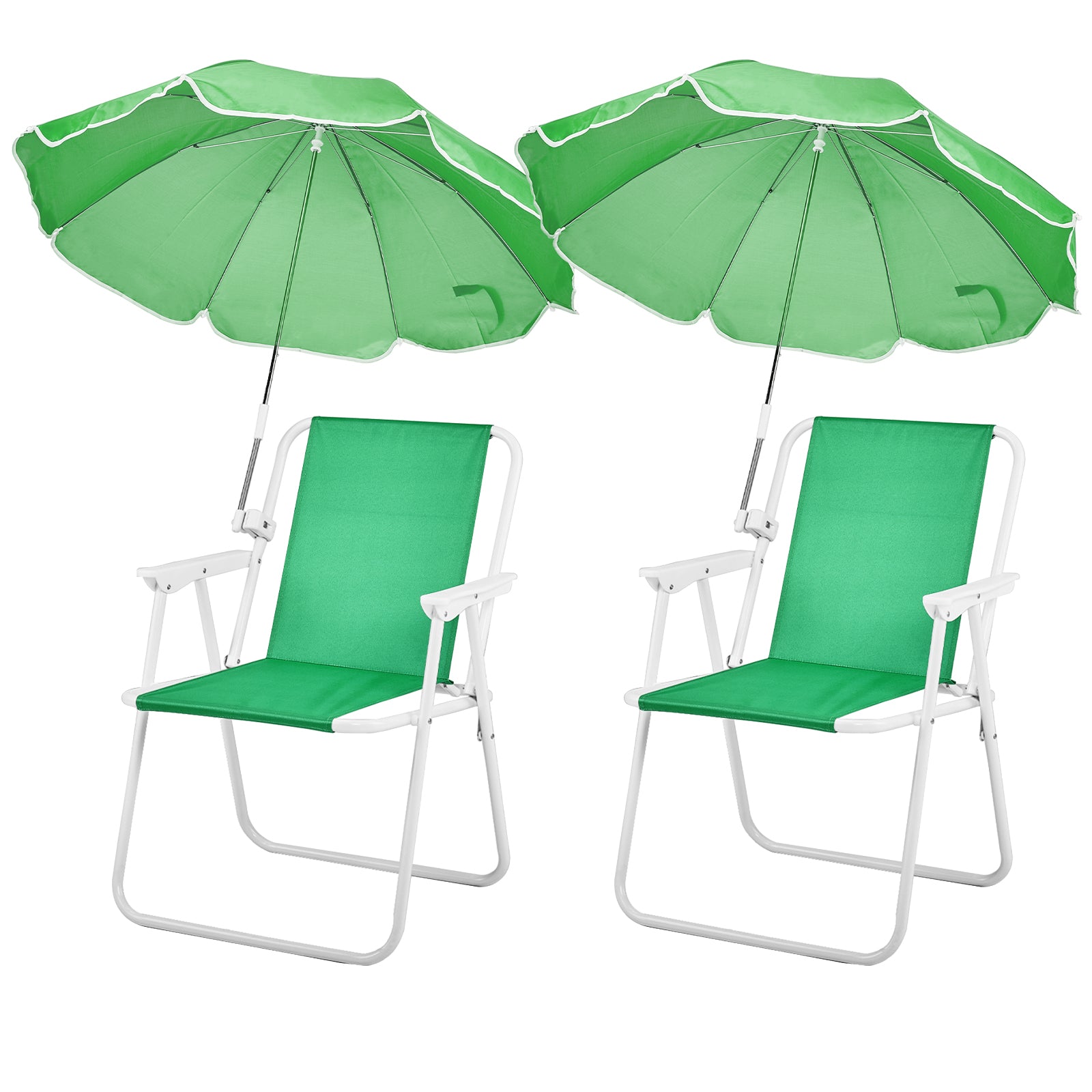 HAOYYE Folding Beach Chair with Umbrella for Adults, Lightweight Portable Camping Chair with Cup Holder and Carry Bag, 265lbs Capacity for Travel, Picnic, Poolside, Patio, Fishing, Concert, Hiking, Outdoor Events and Backyard Relaxation, Green