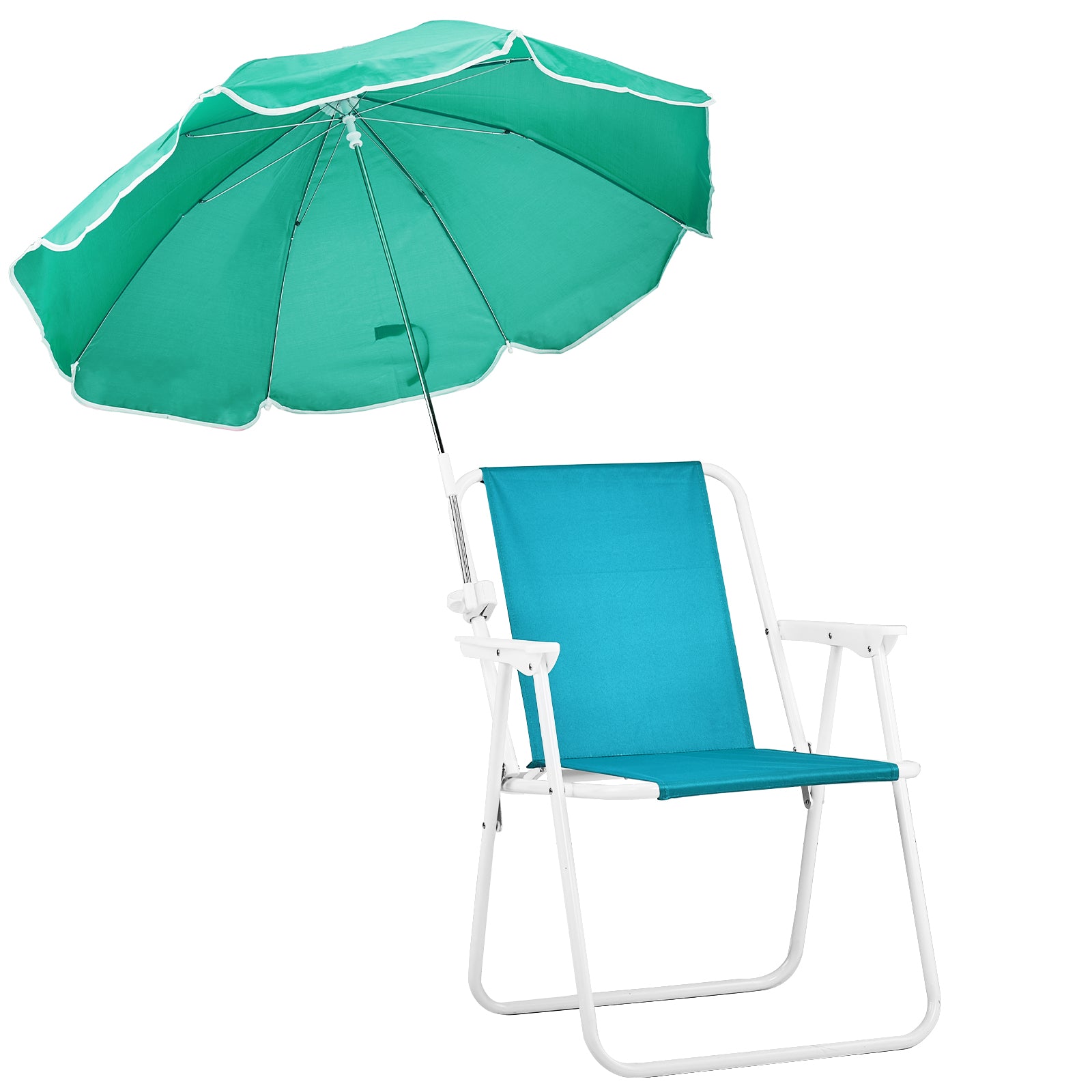 HAOYYE Folding Beach Chair with Umbrella for Adults, Lightweight Portable Camping Chair with Cup Holder and Carry Bag, 265lbs Capacity for Travel, Picnic, Patio, Poolside, Fishing, Concert, Outdoor Relaxation and Backyard Lounging, Mint Green