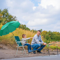 HAOYYE Folding Beach Chair with Umbrella for Adults, Lightweight Portable Camping Chair with Cup Holder and Carry Bag, 265lbs Capacity for Travel, Picnic, Patio, Poolside, Fishing, Concert, Outdoor Relaxation and Backyard Lounging, Mint Green