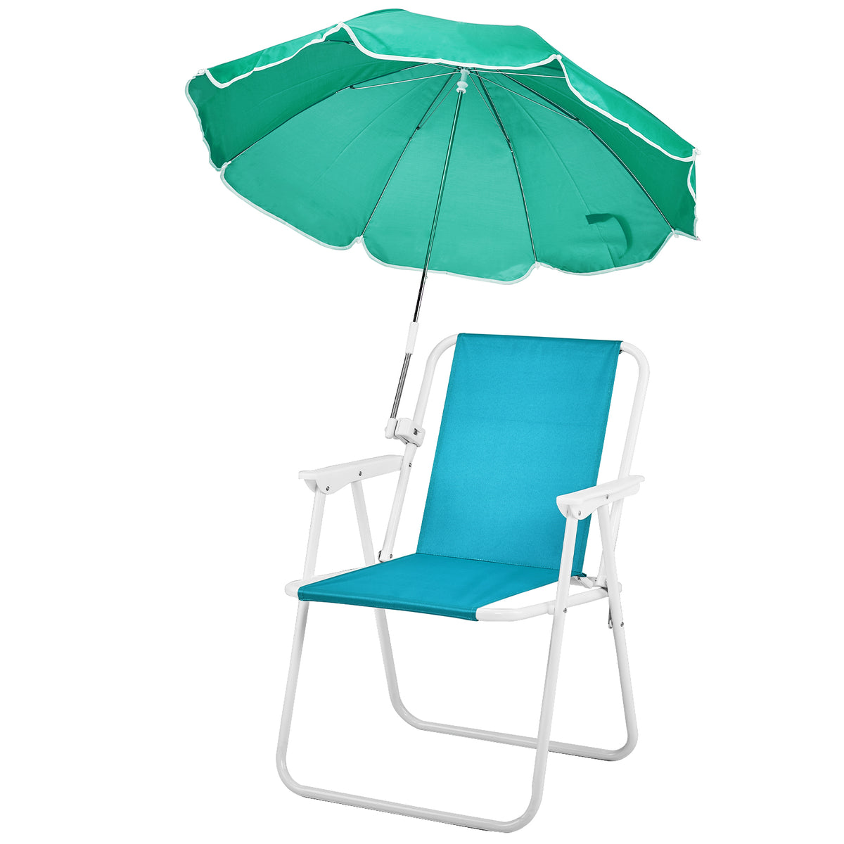HAOYYE Folding Beach Chair with Umbrella for Adults, Lightweight Portable Camping Chair with Cup Holder and Carry Bag, 265lbs Capacity for Travel, Picnic, Patio, Poolside, Fishing, Concert, Outdoor Relaxation and Backyard Lounging, Mint Green