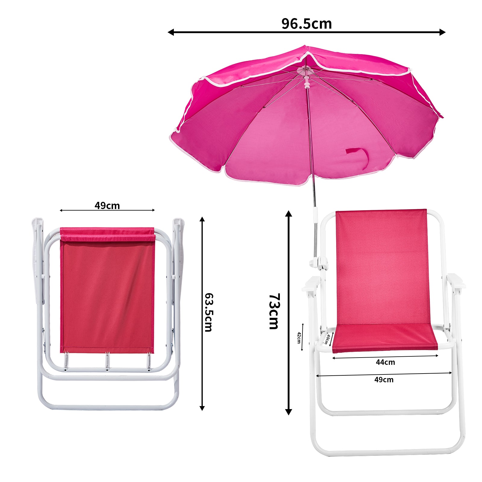 HAOYYE Folding Beach Chair with Umbrella for Adults, Lightweight Portable Camping Chair with Cup Holder and Carry Bag, 265lbs Capacity for Travel, Picnic, Poolside, Patio, Hiking, Fishing, Outdoor Concerts and Backyard Relaxation, Pink