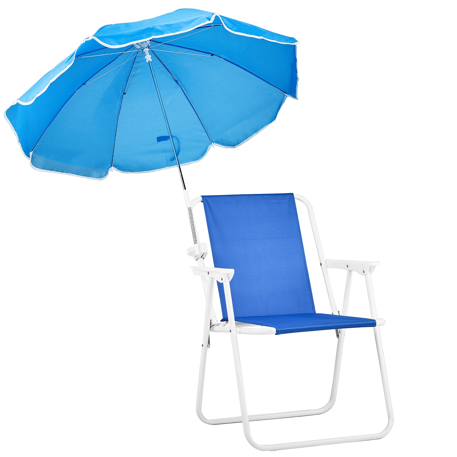 HAOYYE Folding Beach Chair with Umbrella for Adults, Lightweight Portable Outdoor Camping Chair with Cup Holder and Carry Bag, 265lbs Capacity for Travel, Picnic, Patio, Poolside, Hiking, Fishing, Backyard, Concert, Blue