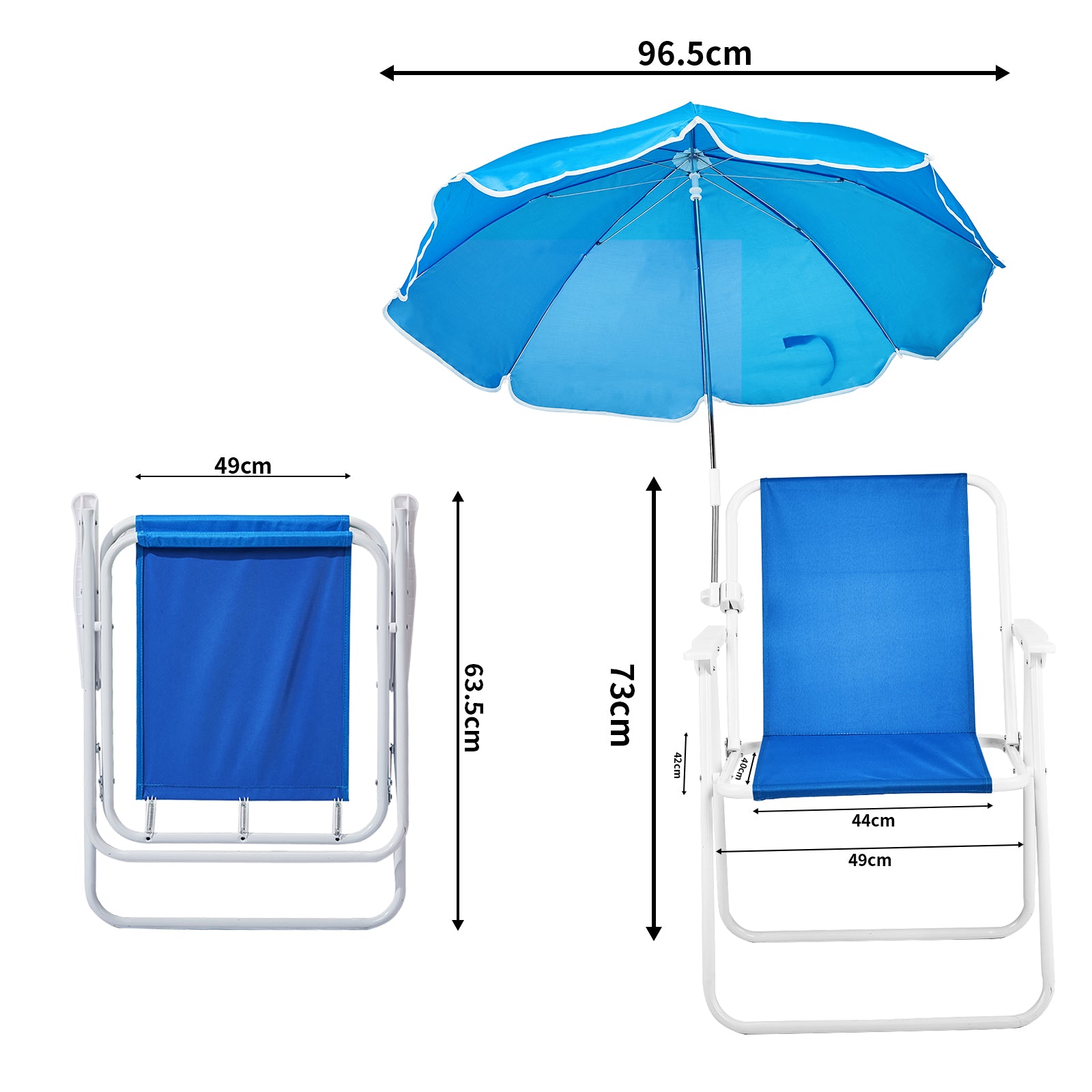HAOYYE Folding Beach Chair with Umbrella for Adults, Lightweight Portable Outdoor Camping Chair with Cup Holder and Carry Bag, 265lbs Capacity for Travel, Picnic, Patio, Poolside, Hiking, Fishing, Backyard, Concert, Blue