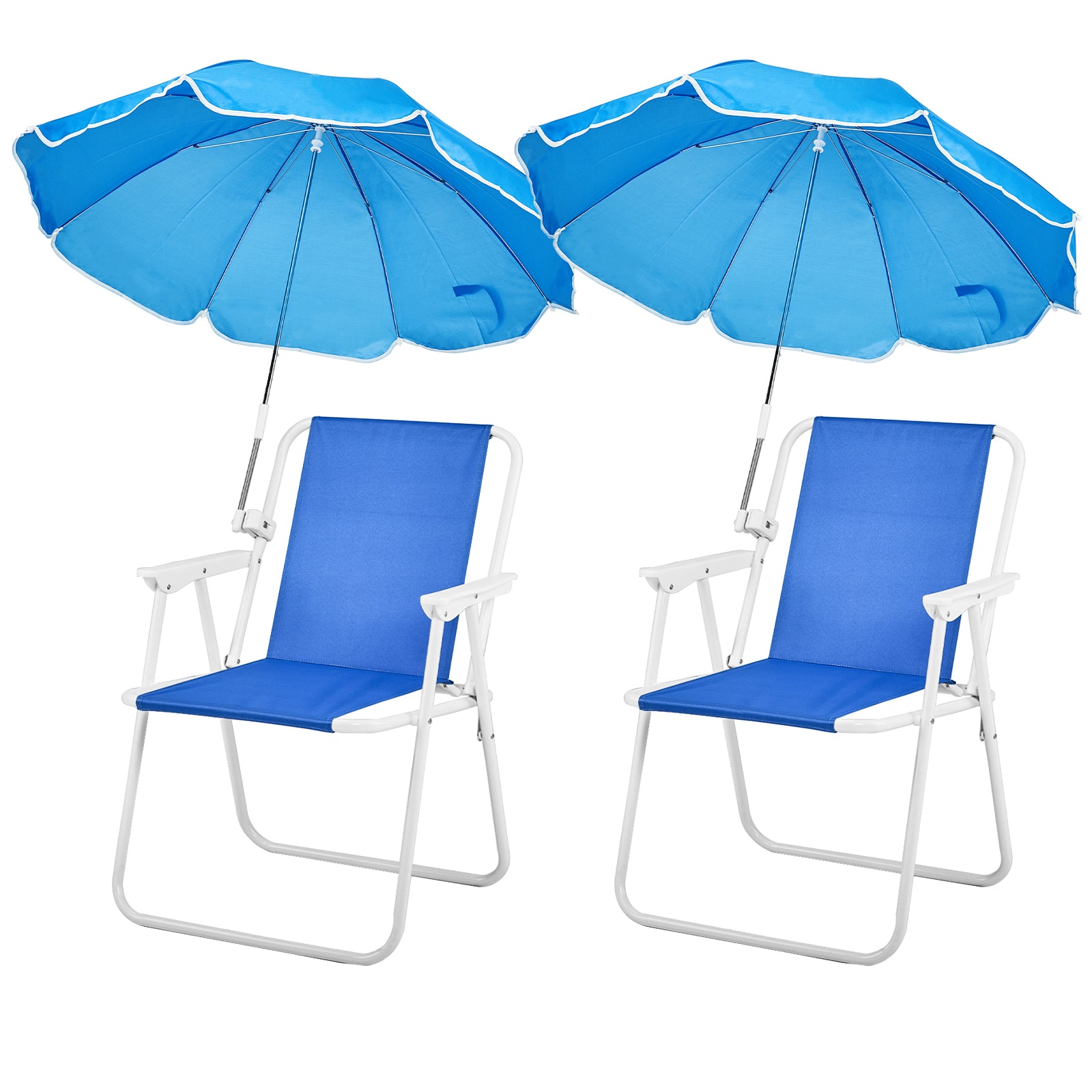 HAOYYE Folding Beach Chair with Umbrella for Adults, Lightweight Portable Outdoor Camping Chair with Cup Holder and Carry Bag, 265lbs Capacity for Travel, Picnic, Patio, Poolside, Hiking, Fishing, Backyard, Concert, Blue