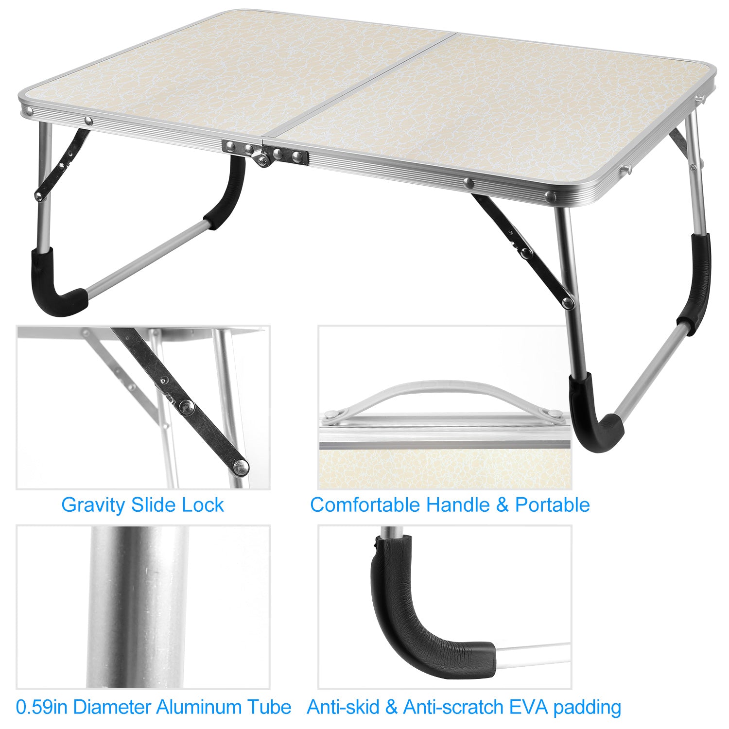 HAOYYE Foldable Laptop Table for Bed and Sofa Lightweight Portable Notebook Desk for Reading Writing Breakfast Work Study Lap Tray for Couch Floor Dorm Easy to Store and Use Modern Design