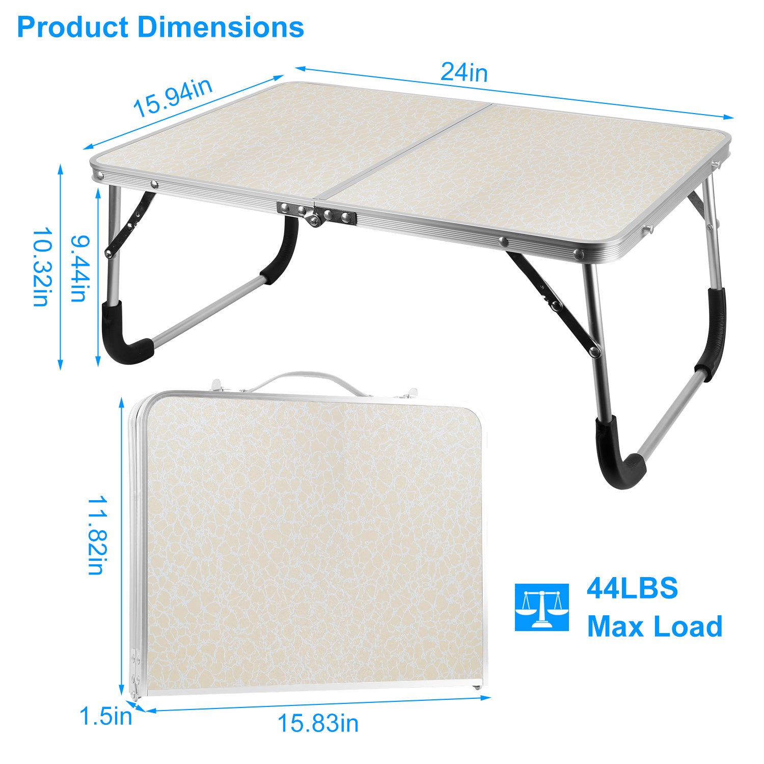 HAOYYE Foldable Laptop Table for Bed and Sofa Lightweight Portable Notebook Desk for Reading Writing Breakfast Work Study Lap Tray for Couch Floor Dorm Easy to Store and Use Modern Design