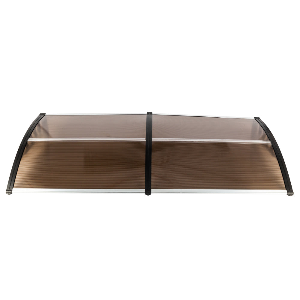 HAOYYE Door and Window Rain Cover Awning 200 x 100 Brown Polycarbonate Canopy with Black Brackets Outdoor Eaves Shelter for Front Door Entryway Balcony Porch Weather Protection Decorative and Durable