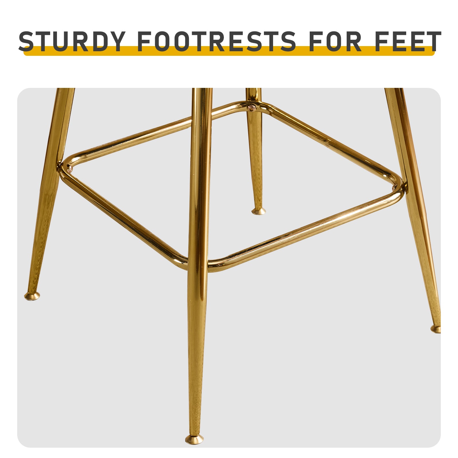 HAOYYE Set of 2 Thick Corduroy Bar Stools with Gold-Plated Iron Feet, Comfortable Upholstered Kitchen Counter Stools, Modern Beige Swivel Chairs for Home Bar and Dining Area, Durable and Stylish Seating Solution