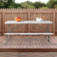 HAOYYE 6FT Outdoor Foldable Bench with Sturdy Metal Frame and Comfortable Seating Surface, Weather Resistant Patio Garden Bench for Courtyard Balcony Porch Lawn and Public Spaces, Easy to Store and Move