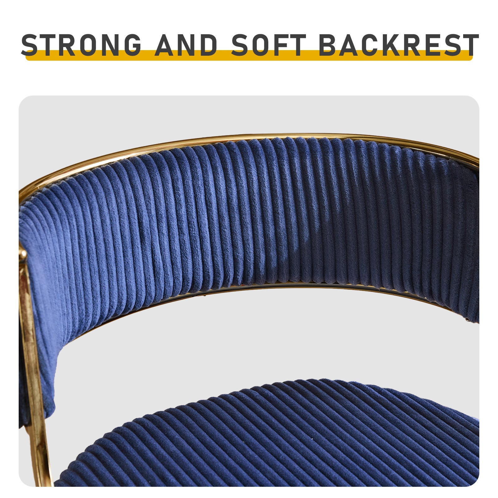 HAOYYE Set Of 2 Thick Corduroy Bar Stools With Gold-Plated Iron Feet, Blue Upholstered Counter Height Stools For Kitchen Island Breakfast Bar, Stylish And Durable Seating For Home And Commercial Use