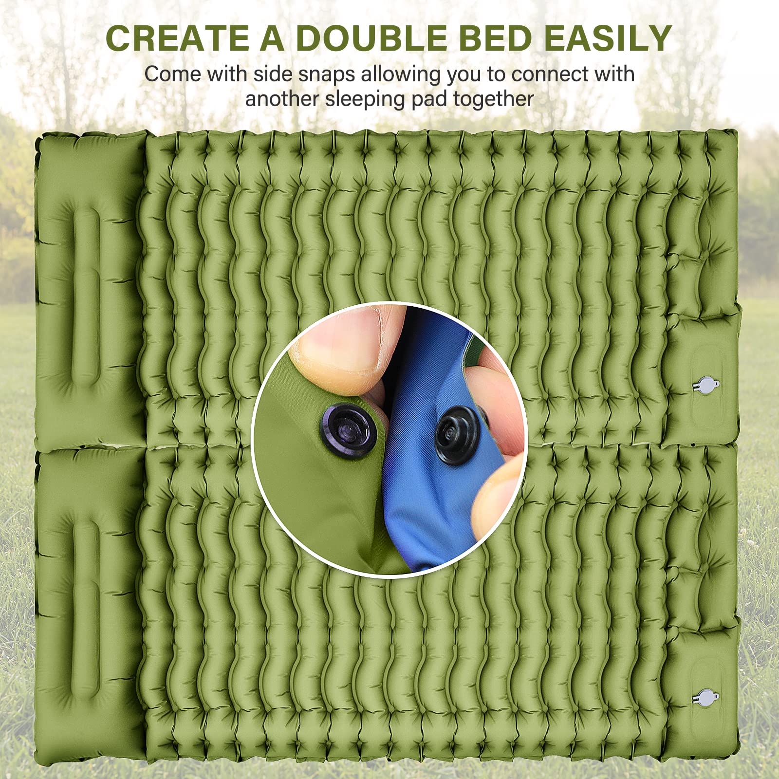 HAOYYE Single Air Mattress with Built-in Pillow and Foot Pump Inflatable Lightweight Sleeping Pad for Backpacking Hiking Camping Traveling Tent Compact Portable Bed with Amazon Shipping