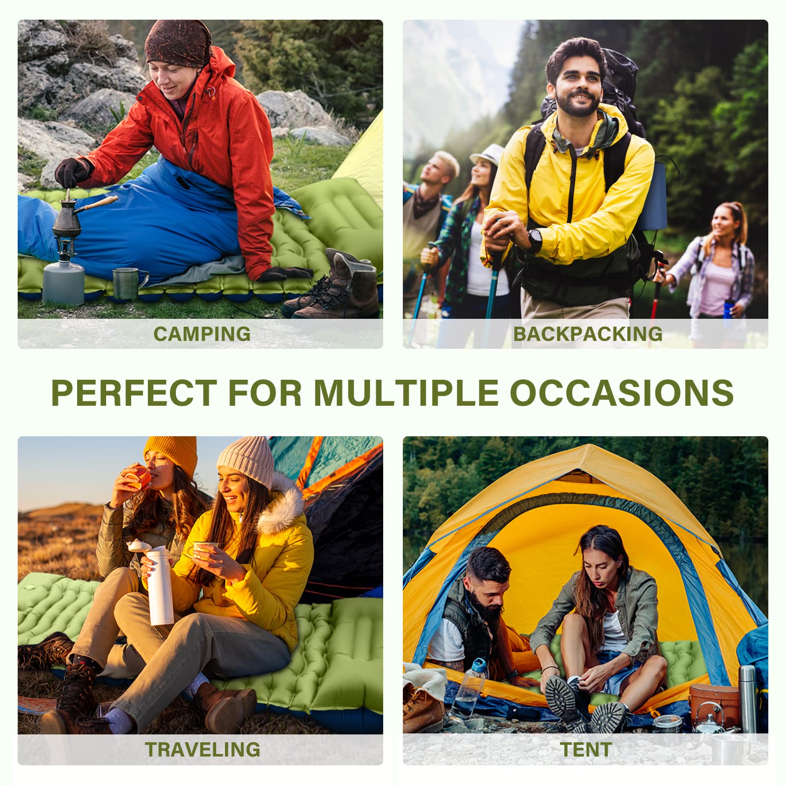 HAOYYE Single Air Mattress with Built-in Pillow and Foot Pump Inflatable Lightweight Sleeping Pad for Backpacking Hiking Camping Traveling Tent Compact Portable Bed with Amazon Shipping