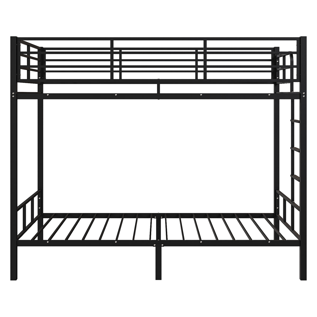 HAOYYE Black Twin Bunk Bed with Square Tube Metal Frame, High Safety Guardrail and Side Ladder, Sturdy Space-Saving Design with Open Access for Dorm or Guest Room Sleeping Arrangement