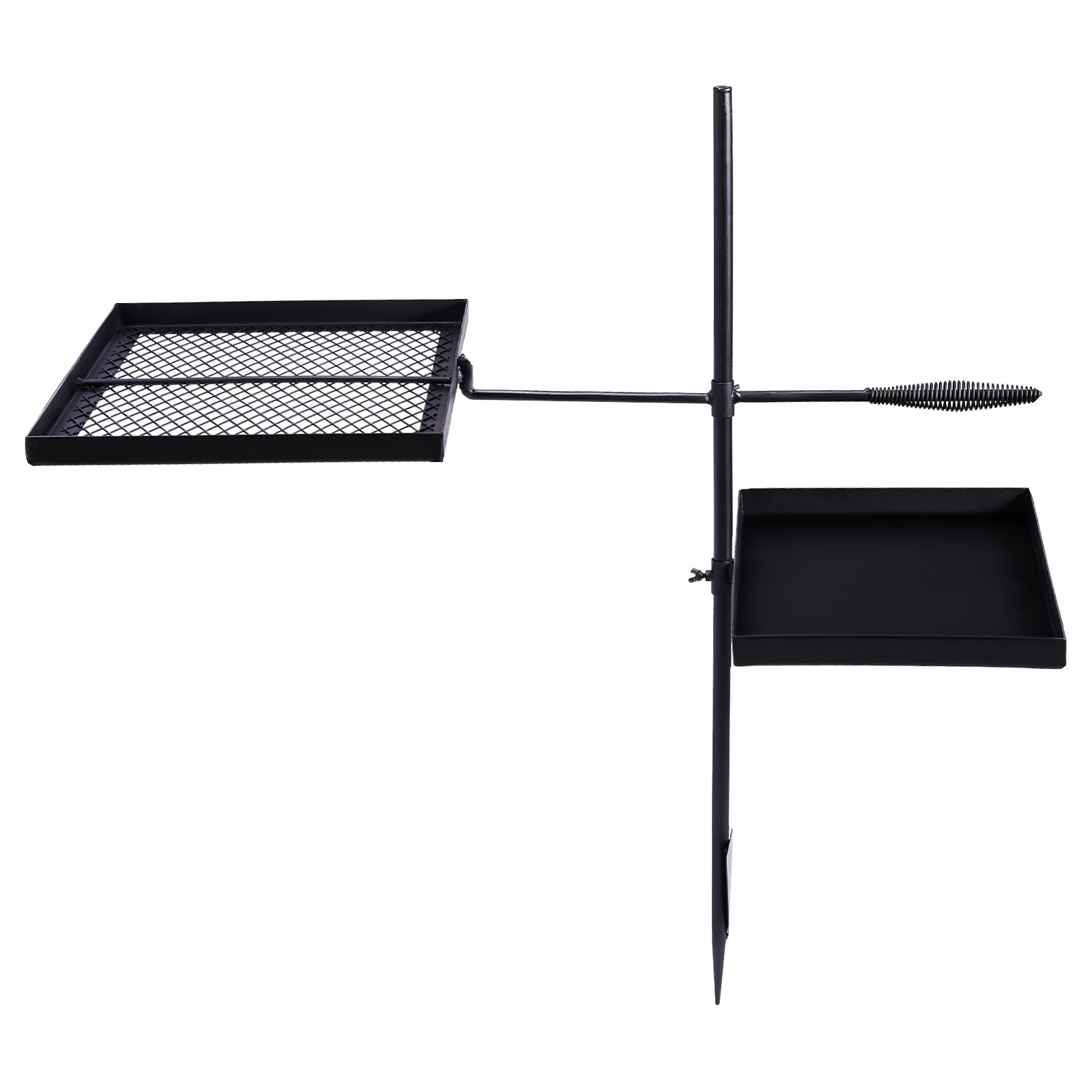 HAOYYE Black Swivel Campfire Grill and Skillet Combo with Adjustable Height Grill Grate, Heavy Duty Portable Camping Grill with Grill Pan and Carry Bag, Ideal for Open Fire Outdoor Cooking