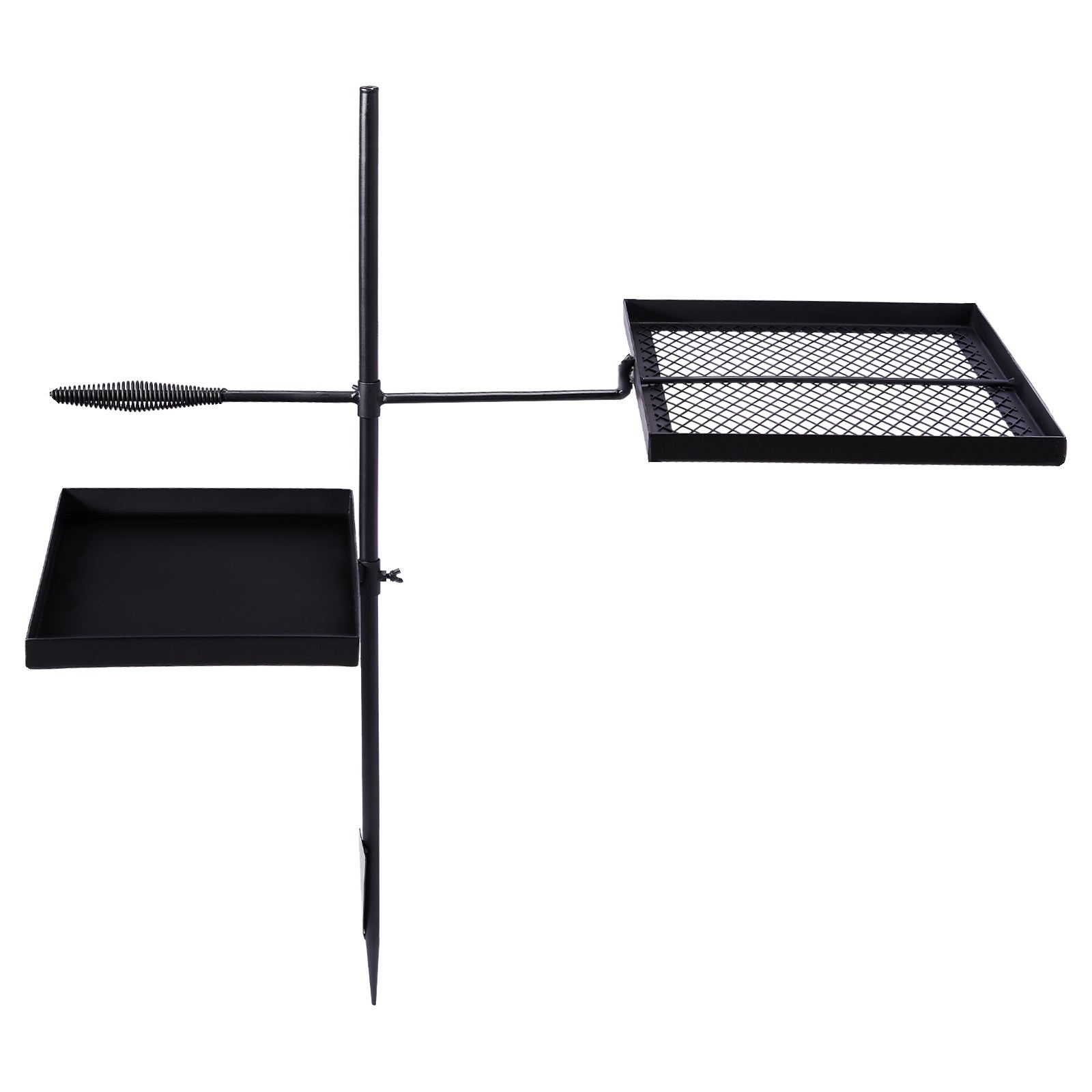 HAOYYE Black Swivel Campfire Grill and Skillet Combo with Adjustable Height Grill Grate, Heavy Duty Portable Camping Grill with Grill Pan and Carry Bag, Ideal for Open Fire Outdoor Cooking