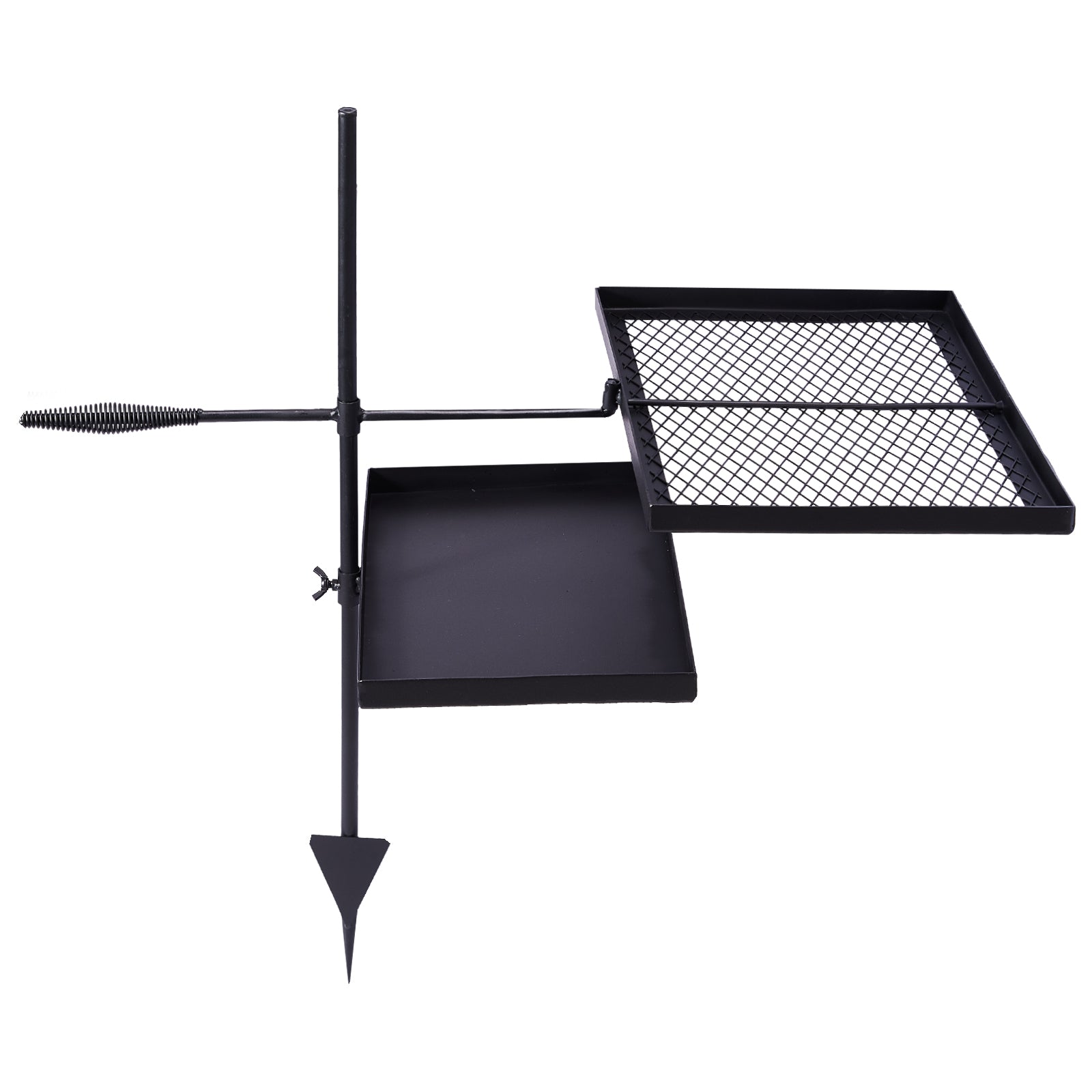 HAOYYE Black Swivel Campfire Grill and Skillet Combo with Adjustable Height Grill Grate, Heavy Duty Portable Camping Grill with Grill Pan and Carry Bag, Ideal for Open Fire Outdoor Cooking