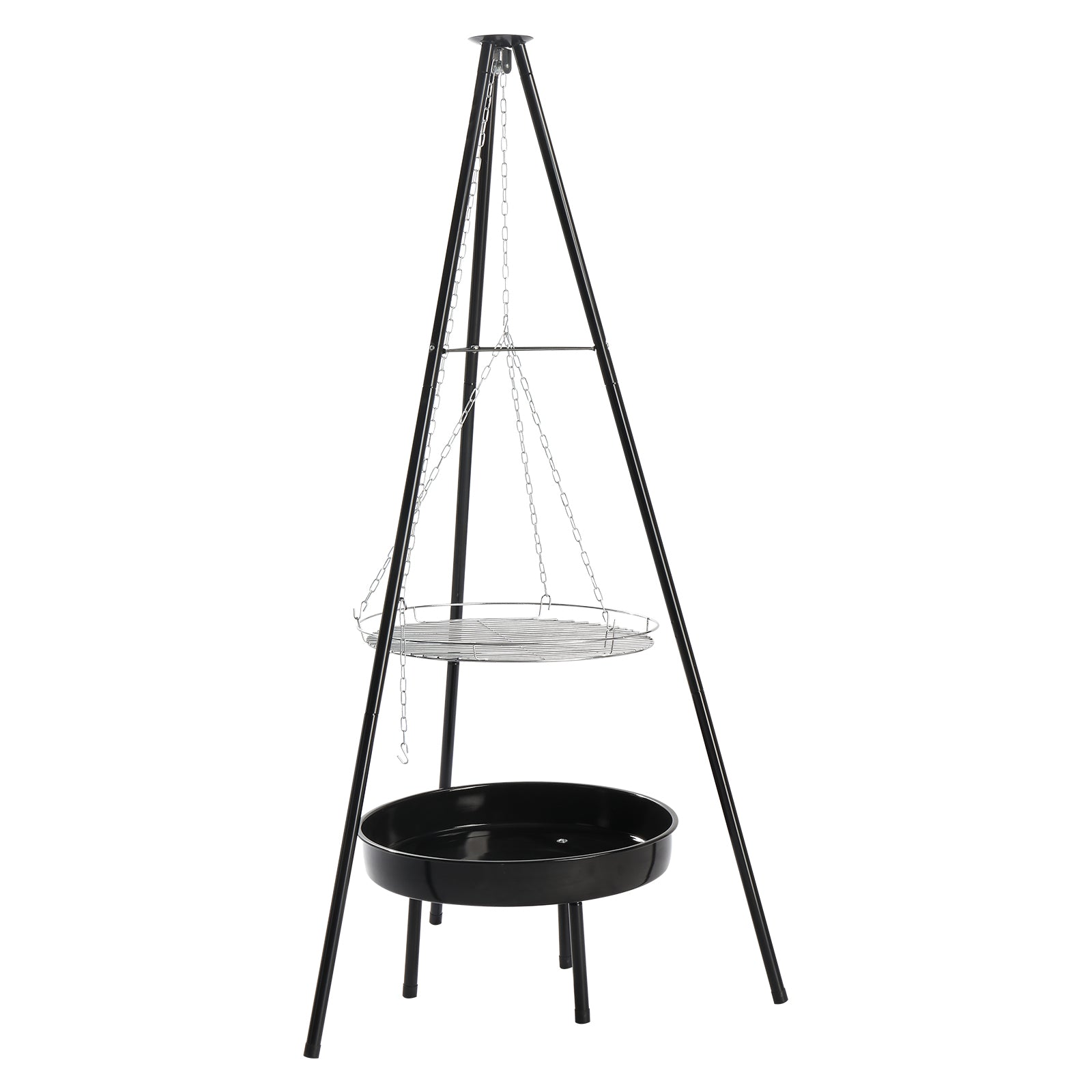 HAOYYE Campfire Tripod Grill with Adjustable Height BBQ Grill Grate and Fire Bowl, Portable Black Outdoor Cooking Equipment for Camping, Backyard BBQ, Tailgating, and Outdoor Adventures