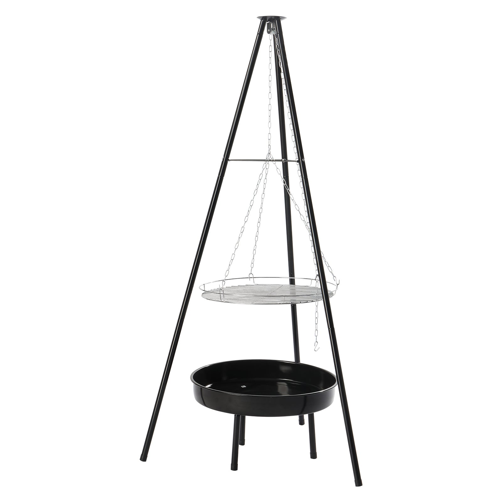HAOYYE Campfire Tripod Grill with Adjustable Height BBQ Grill Grate and Fire Bowl, Portable Black Outdoor Cooking Equipment for Camping, Backyard BBQ, Tailgating, and Outdoor Adventures