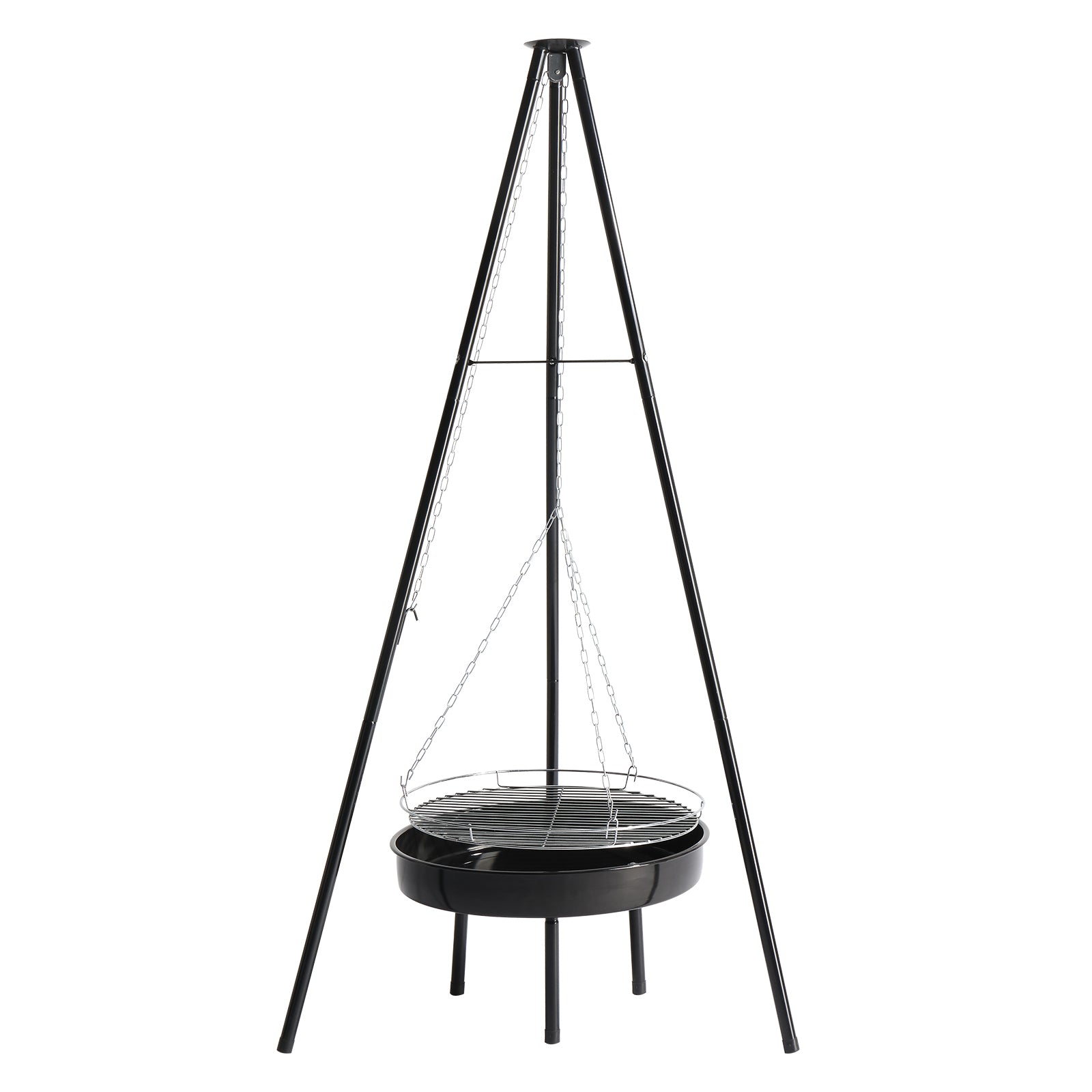 HAOYYE Campfire Tripod Grill with Adjustable Height BBQ Grill Grate and Fire Bowl, Portable Black Outdoor Cooking Equipment for Camping, Backyard BBQ, Tailgating, and Outdoor Adventures