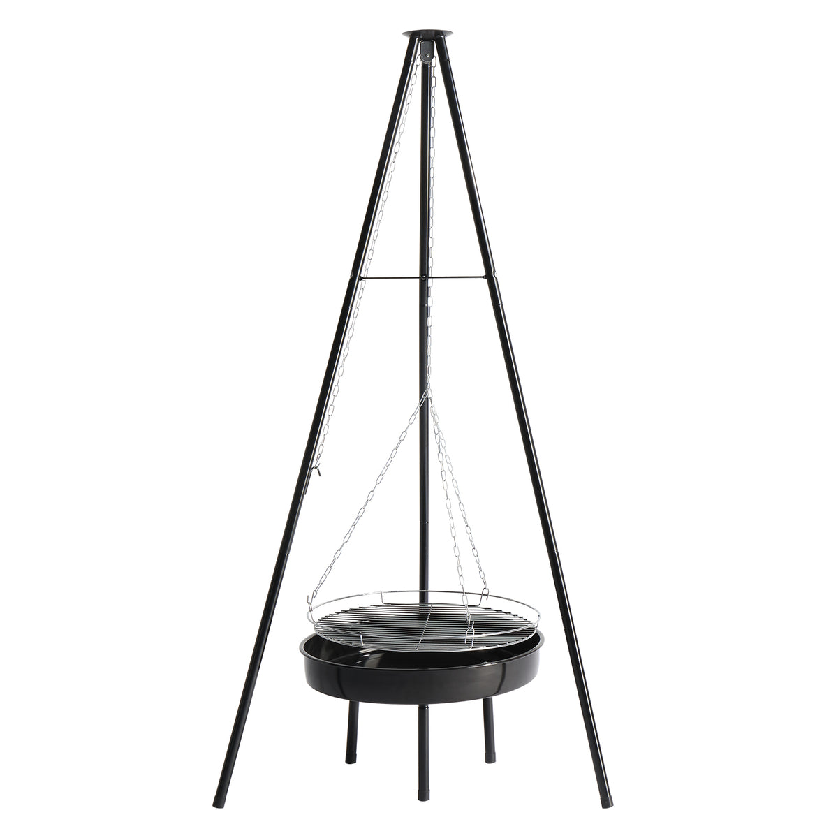 HAOYYE Campfire Tripod Grill with Adjustable Height BBQ Grill Grate and Fire Bowl, Portable Black Outdoor Cooking Equipment for Camping, Backyard BBQ, Tailgating, and Outdoor Adventures