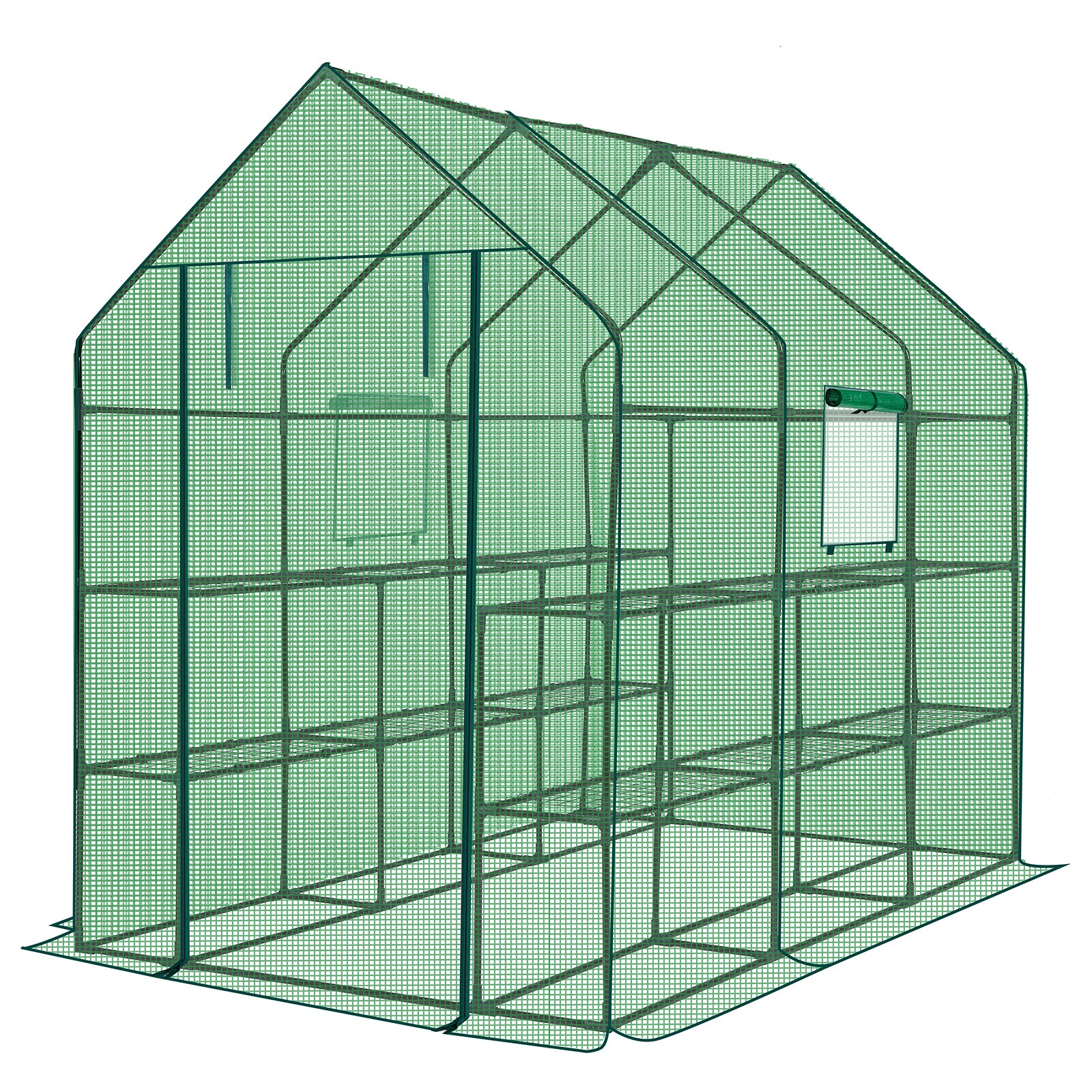 HAOYYE Green Large Walk-in Greenhouse with PE Cover and Side Windows Indoor Outdoor Portable Gardening Structure with 12 Shelves for Backyard Garden Patio Plants