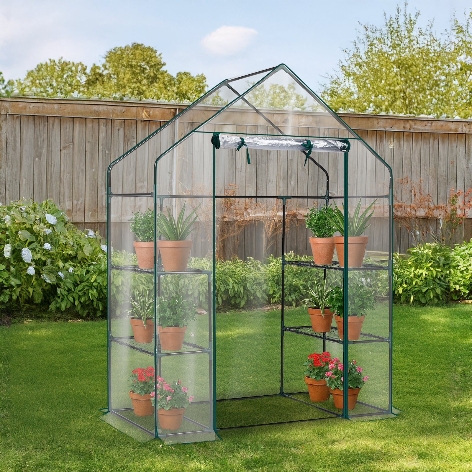 HAOYYE Mini Walk-In Greenhouse with Durable Waterproof PE Cover and Four Adjustable Shelves, Portable Indoor and Outdoor Plant Growing Greenhouse for Garden Backyard Patio Balcony, Transparent