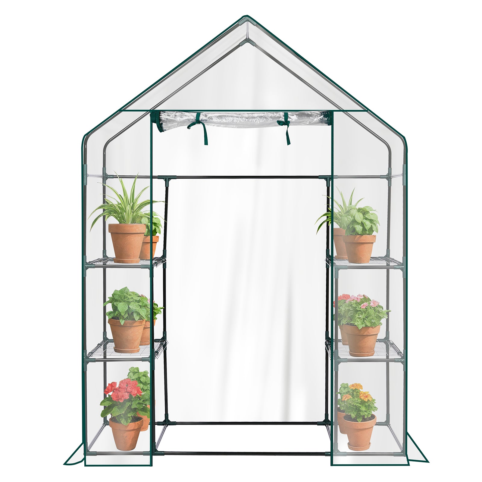 HAOYYE Mini Walk-In Greenhouse with Durable Waterproof PE Cover and Four Adjustable Shelves, Portable Indoor and Outdoor Plant Growing Greenhouse for Garden Backyard Patio Balcony, Transparent