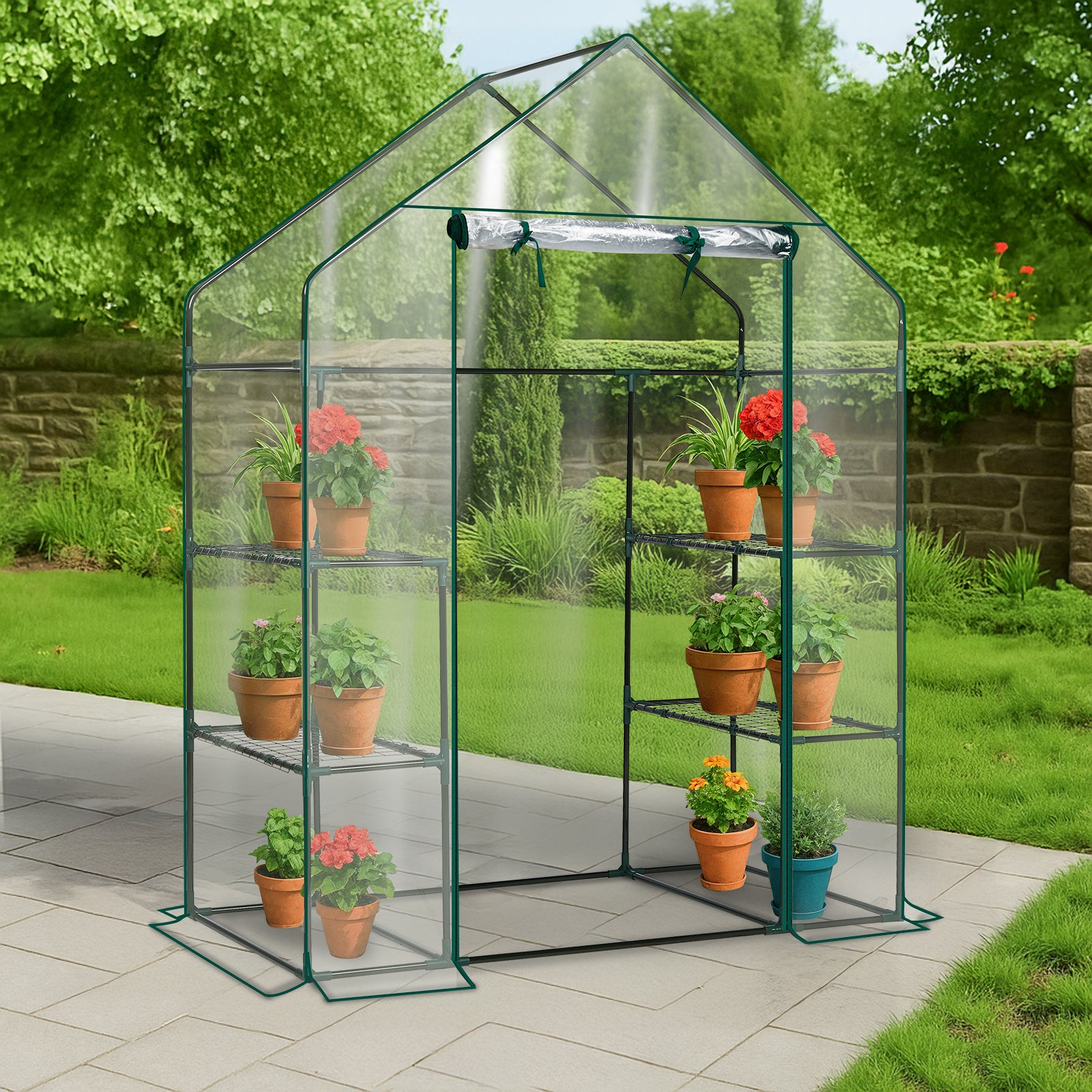 HAOYYE Mini Walk-In Greenhouse with Durable Waterproof PE Cover and Four Adjustable Shelves, Portable Indoor and Outdoor Plant Growing Greenhouse for Garden Backyard Patio Balcony, Transparent