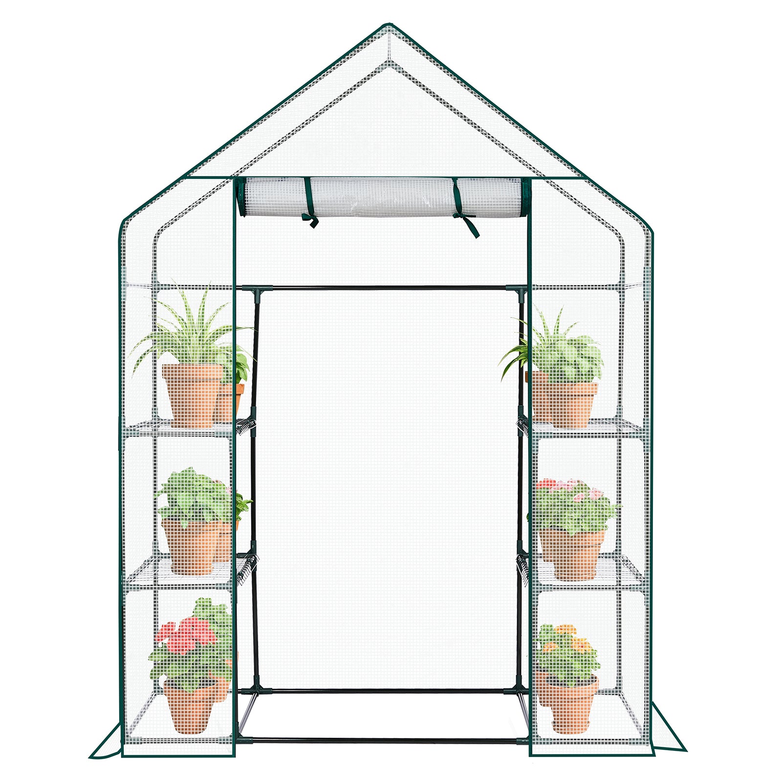 HAOYYE Mini Walk-In Greenhouse with Durable Waterproof PE Cover and Four Adjustable Shelves, Portable Indoor and Outdoor Plant Growing Greenhouse for Garden Backyard Patio Balcony, White