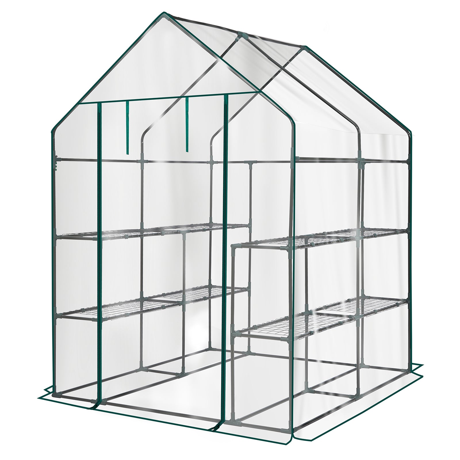 HAOYYE Transparent Mini Walk-in Greenhouse with PVC Cover 8-Shelf Portable Indoor Outdoor Plant Stand Gardening Greenhouse for Backyard Balcony Patio Garden Use