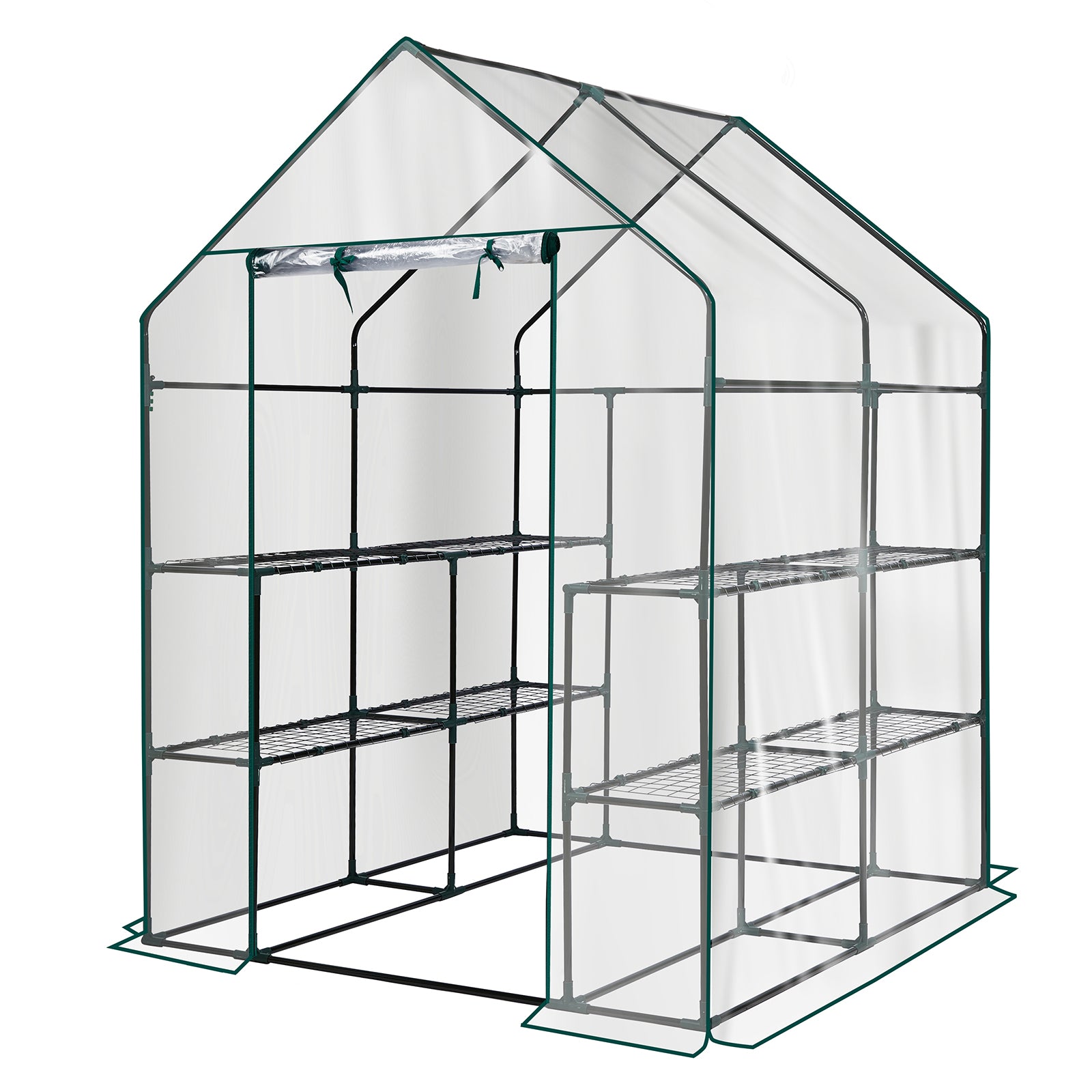 HAOYYE Transparent Mini Walk-in Greenhouse with PVC Cover 8-Shelf Portable Indoor Outdoor Plant Stand Gardening Greenhouse for Backyard Balcony Patio Garden Use