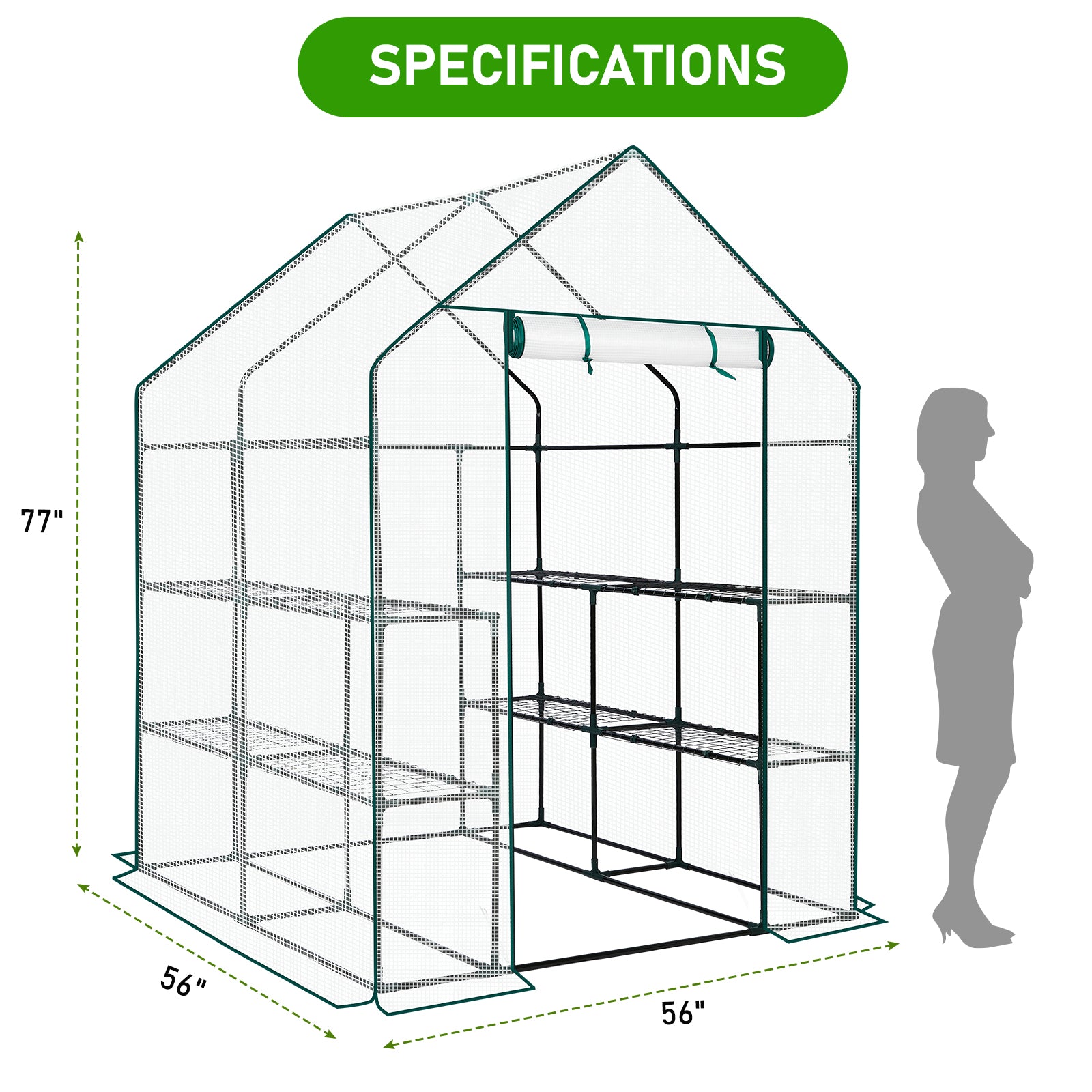 HAOYYE Mini Walk-in Greenhouse with PE Cover 8-Shelf Portable Plant Stand for Indoor Outdoor Gardening Weatherproof White Greenhouse for Backyard Balcony Patio or Deck