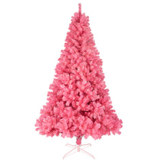 HAOYYE Pink Artificial Christmas Tree Unlit Christmas Pine Tree with 1000 Branch Tips and Sturdy Metal Stand Perfect for Office Home Store Party Holiday Decoration Durable Flame Retardant Material Easy Assembly