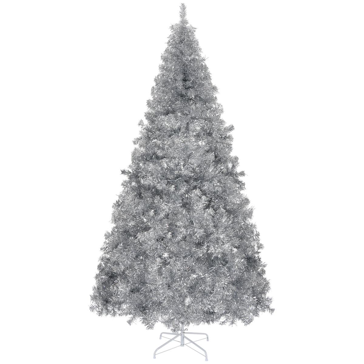 HAOYYE Artificial Christmas Tree Unlit Hinged Pine Tree with 800 Branch Tips and Sturdy Metal Stand Realistic Full Lush Silver Tree Perfect for Holiday Decoration Easy Assembly Durable Design