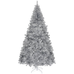HAOYYE Artificial Christmas Tree Unlit Hinged Pine Tree with 800 Branch Tips and Sturdy Metal Stand Realistic Full Lush Silver Tree Perfect for Holiday Decoration Easy Assembly Durable Design