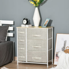 HAOYYE White Light Gray Storage Cabinet 7-Drawer Fabric Dresser with Metal Frame and Wood Top Stylish Space-Saving Storage Unit for Bedroom Living Room Entryway Easy Assembly Lightweight and Versatile
