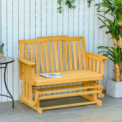 HAOYYE Natural Fir Wood Outdoor Glider Chair, Smooth Quiet Rocking Motion, Wide Seat for Two, Durable Solid Wood Frame, Perfect for Garden, Patio, Porch, Backyard Relaxation, Easy Assembly
