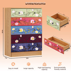 HAOYYE 5-Layer 6-Drawer Dresser with Printed Pattern, Spacious Storage Chest in Rich Brown Finish, Sturdy and Stylish Bedroom Organizer with Smooth-Glide Drawers for Efficient Space Management