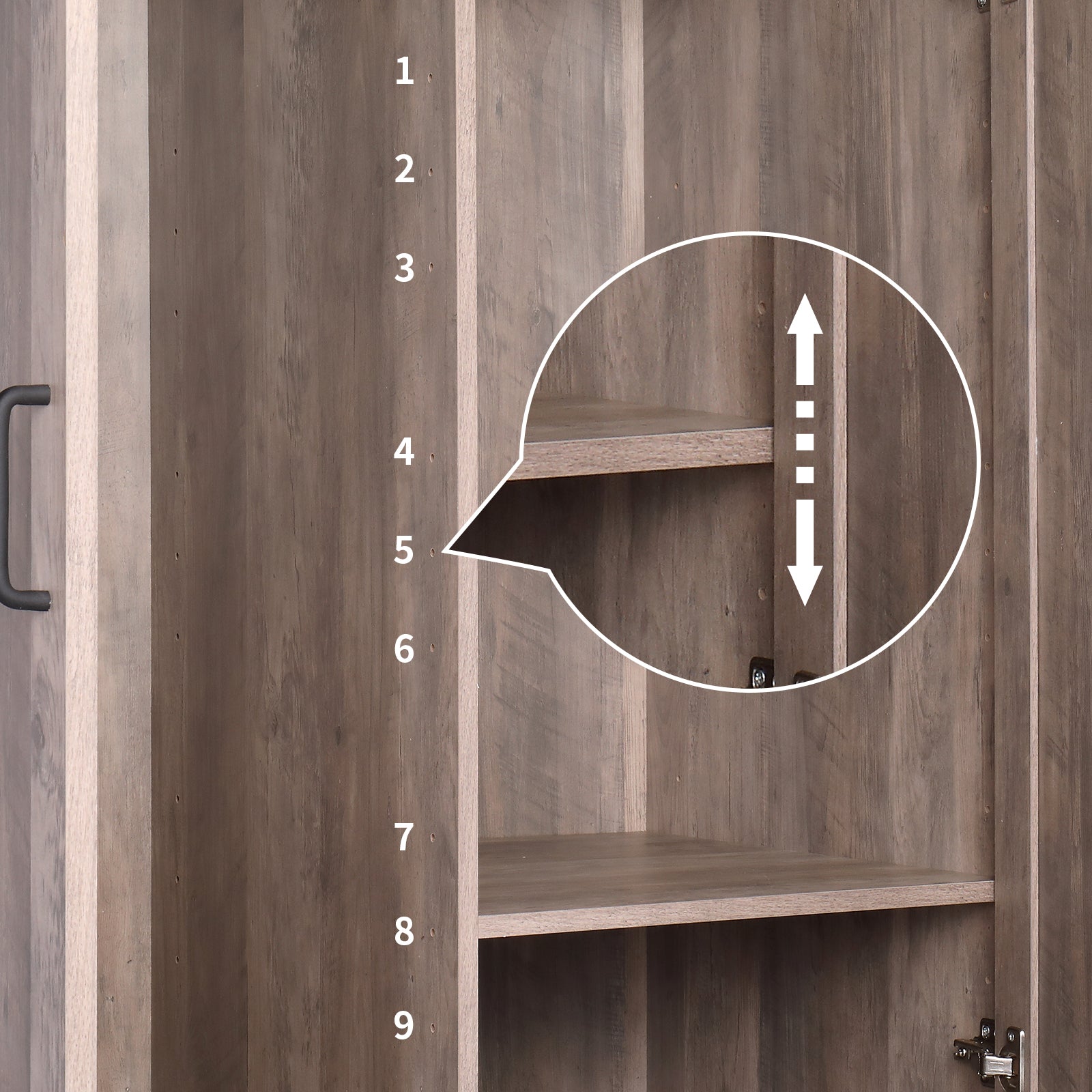 HAOYYE Retro Gray Embossed Particle Board Wardrobe with Iron Shelf, Featuring Two Doors and One Drawer, Stylish and Durable Storage Cabinet for Bedroom or Living Room Organization