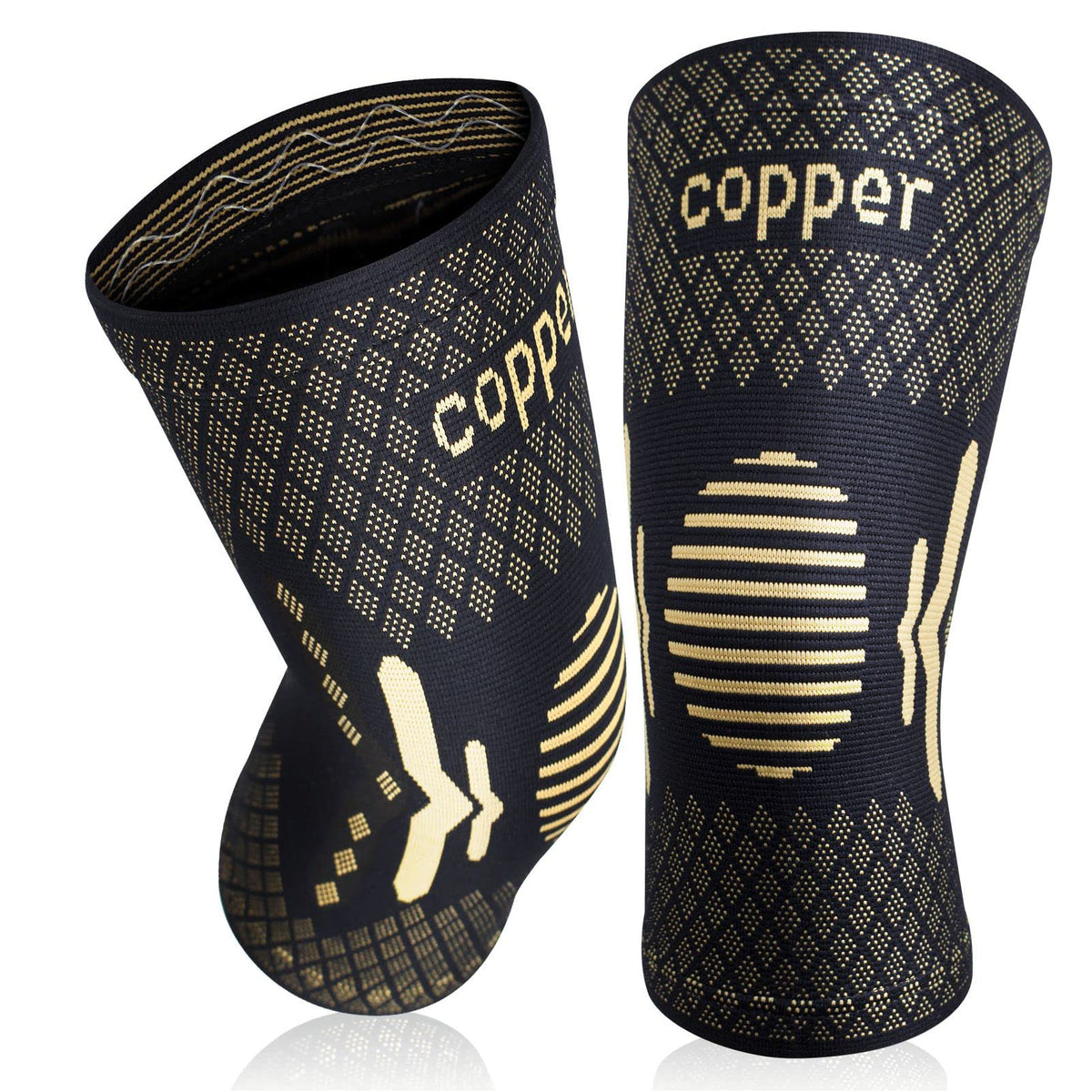 HAOYYE Copper Knee Brace for Pain Relief and Support for Men Women Ideal for Arthritis Joint Recovery ACL Meniscus Tear Injury Compression Sleeve for Running Weightlifting Work Gym Hiking Sports
