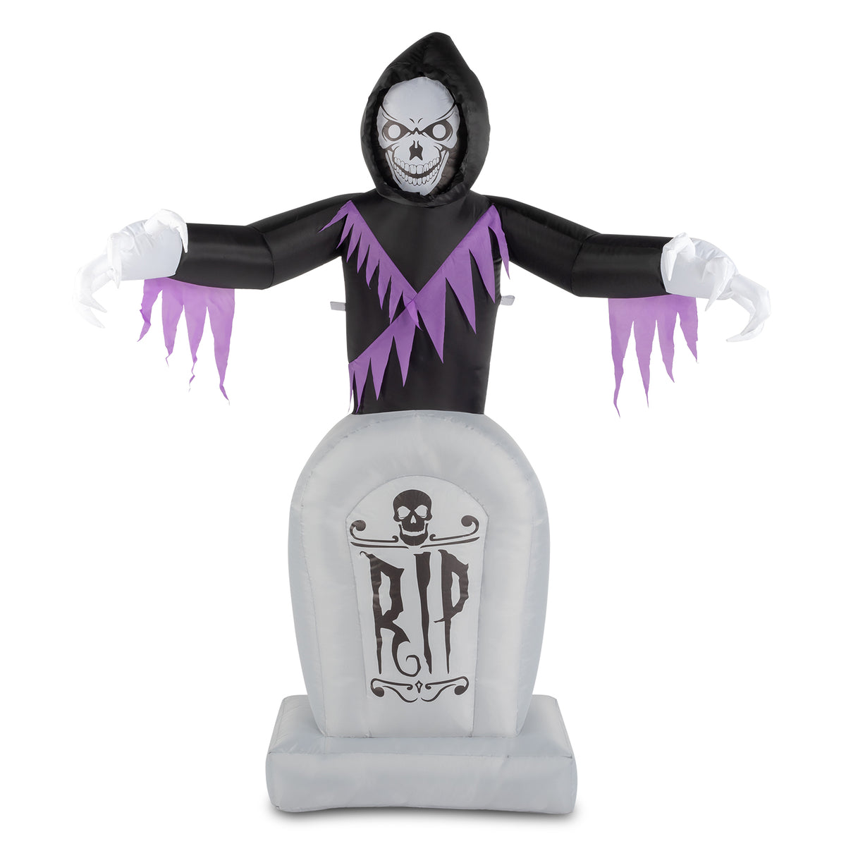 HAOYYE Halloween Inflatable Decoration Black 3-Piece Grim Reaper and Grave Set with LED String Lights Powerful Blower Easy Setup Waterproof Polyester for Garden Yard Lawn Patio Outdoor Party