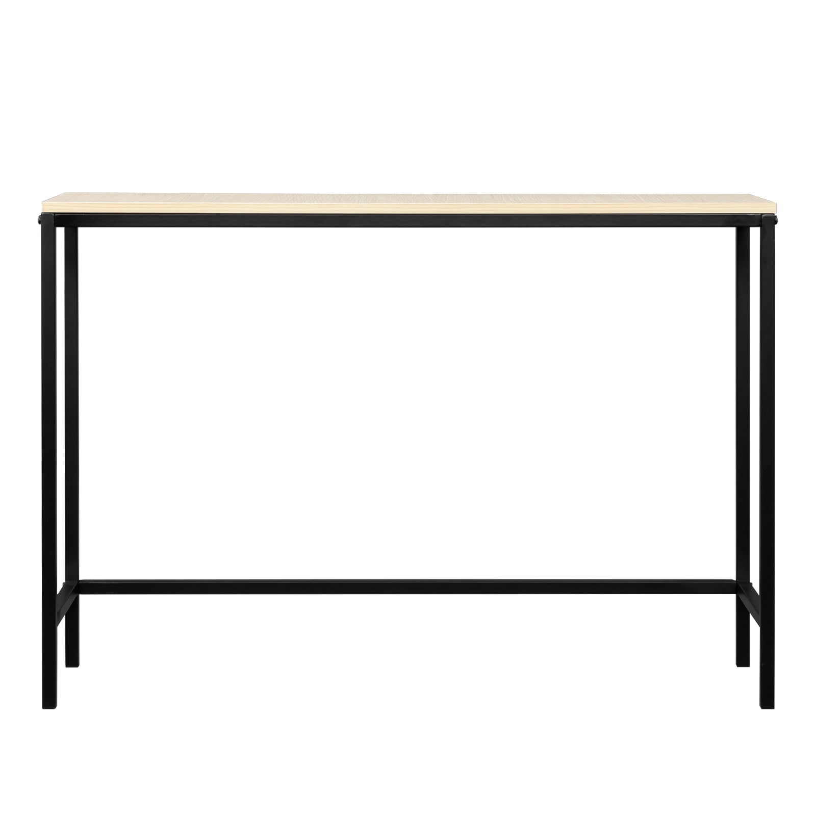 HAOYYE Light Walnut Console Sofa Table for Entryway and Living Room, Industrial Style Side Table with Sturdy Metal Frame and MDF Board, Slim Design for Hallway Bedroom Behind Couch Use