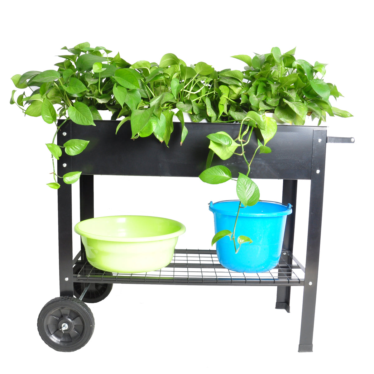 HAOYYE Mobile Metal Raised Garden Bed Cart with Legs Elevated Planter Box with Wheels for Outdoor and Indoor Use Backyard Patio Vegetable Herb and Tomato Growing Ergonomic Waist Height Design Durable Black Finish