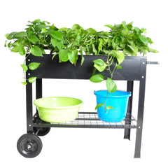HAOYYE Mobile Metal Raised Garden Bed Cart with Legs Elevated Planter Box with Wheels for Outdoor and Indoor Use Backyard Patio Vegetable Herb and Tomato Growing Ergonomic Waist Height Design Durable Black Finish