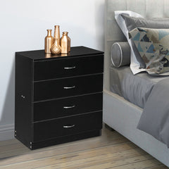 HAOYYE Modern Simple 4-Drawer Dresser with Durable P2 Particle Board Construction, Sleek Black Finish, Space-Saving Storage Solution for Bedroom Living Room or Family Room, Elegant and Functional Home Furniture