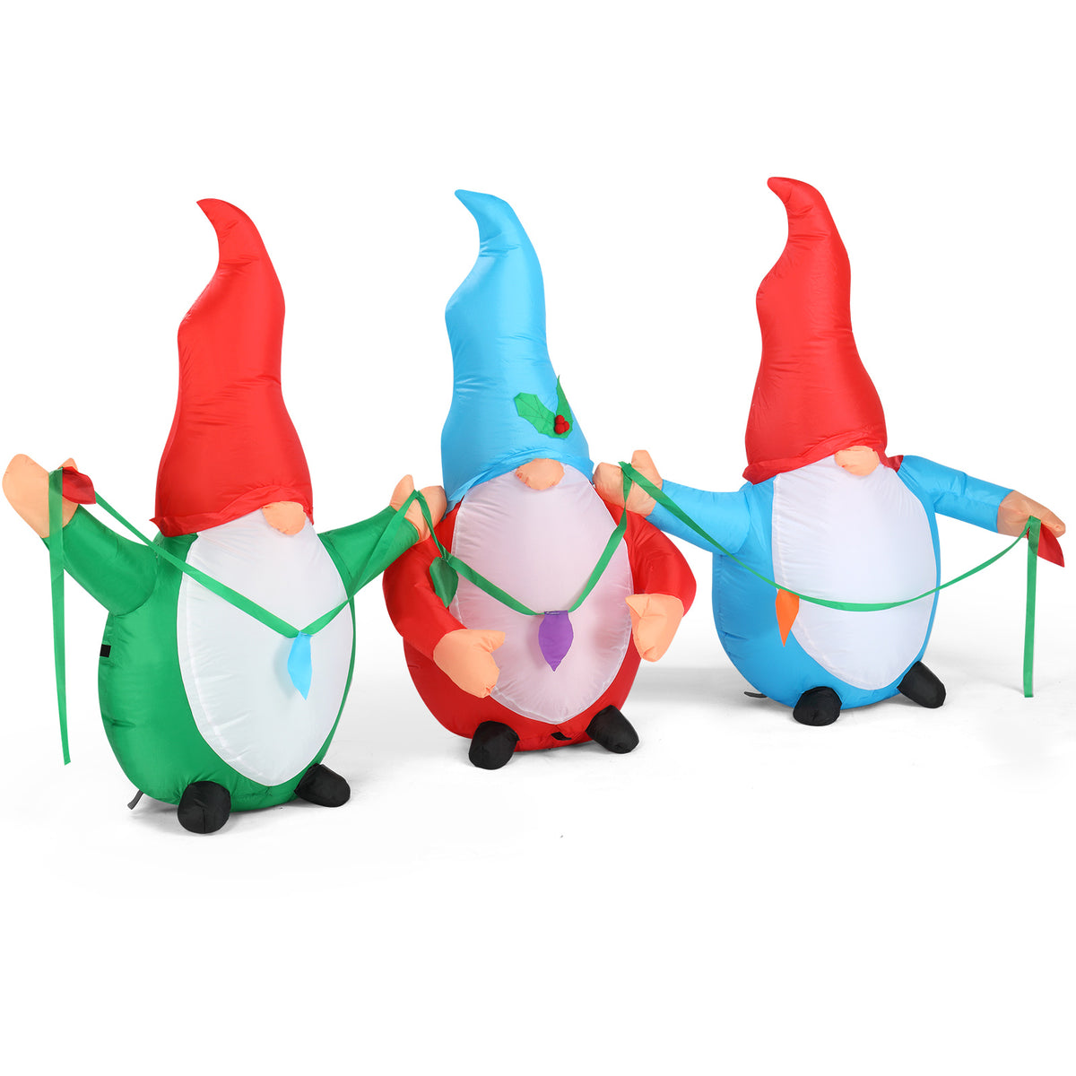 HAOYYE 6.6FT LED Lighted Christmas Inflatable Decoration Featuring Three Christmas Gnomes Elves, Funny Blow Up Yard Ornament for Front Yard Lawn Garden Outdoor Holiday Party Winter Decor