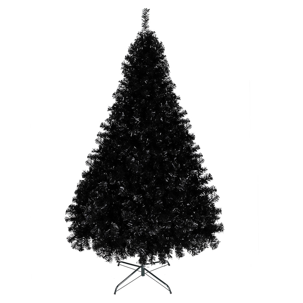 HAOYYE Black PVC Christmas Tree with 1600 Branch Tips, Full Lifelike Artificial Pine Tree for Holiday Home, Office, Party Décor, Sturdy Metal Stand, Easy Setup and Durable Design